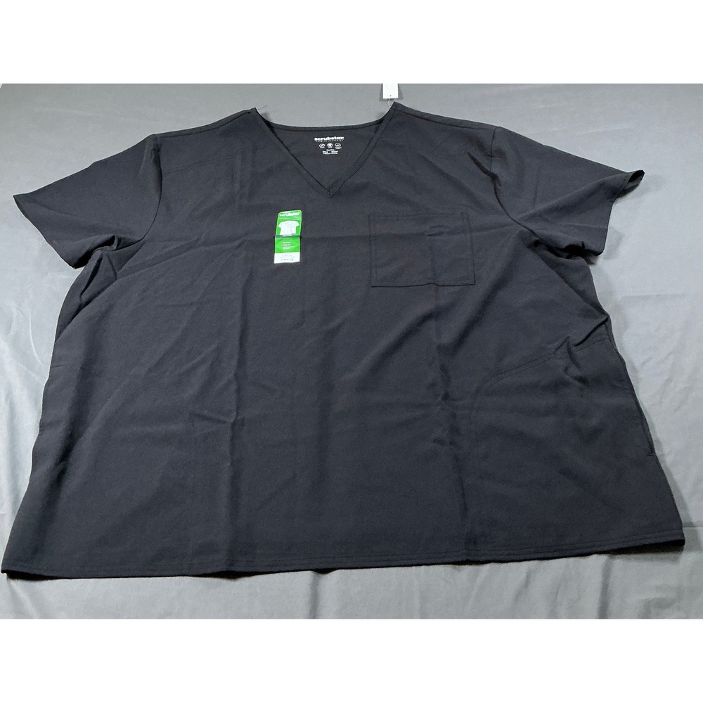 Scrubstar Core Essentials Unisex Black V-Neck Scrub Top 3XL Mechanical Stretch